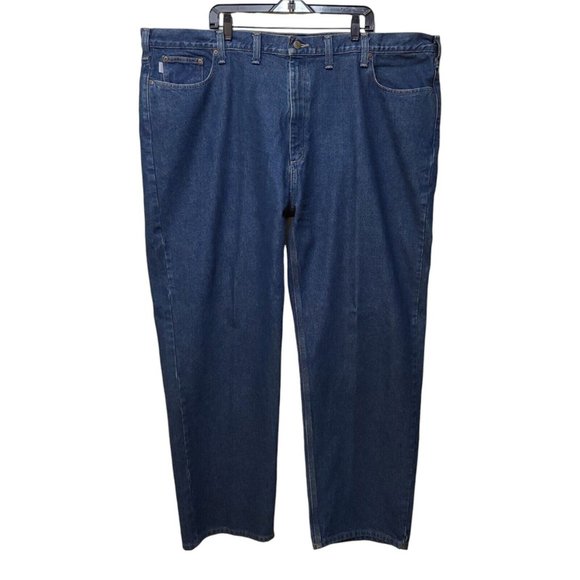 Carhartt Men's Jeans 50x32 Relaxed Fit Blue Denim Dark Wash B460-DVB - Picture 1 of 7